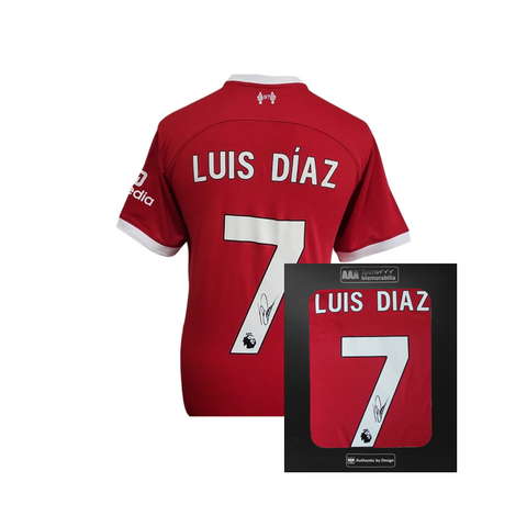 Luis Diaz Hand Signed Liverpool 2023-24 Home Shirt In AAA Gift Box