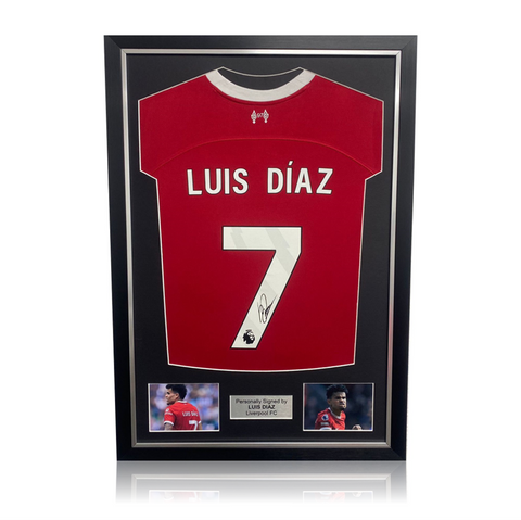 Luis Diaz Hand Signed Liverpool 2023-24 Home Shirt In Deluxe Classic Frame