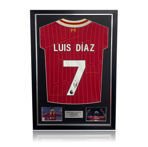 Luis Diaz Hand Signed Liverpool 2024-25 Home Shirt In Deluxe Classic Frame