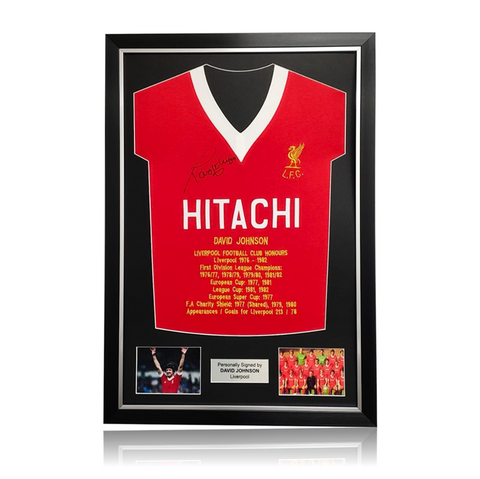 David Johnson Hand Signed HITACHI Honours Shirt in Deluxe Classic Frame