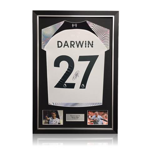 Darwin Nunez Hand Signed Liverpool 2022-23 Away Shirt in Deluxe Classic Frame