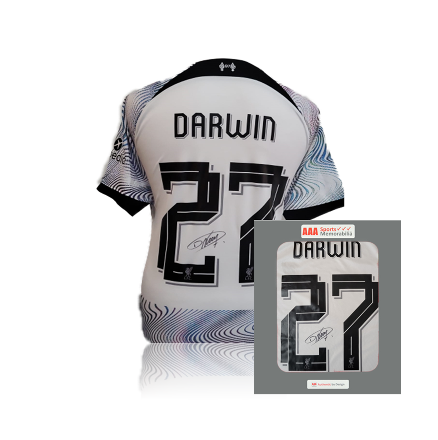 Darwin Nunez Hand Signed Liverpool 2022-23 Away Shirt in AAA Gift Box