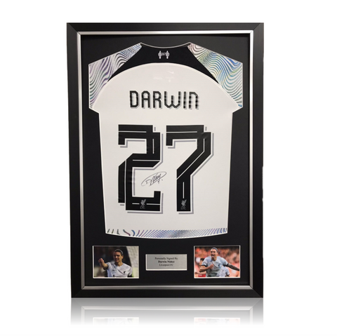 Darwin Nunez Hand Signed Liverpool 2022-23 Away Shirt in Deluxe Classic Frame