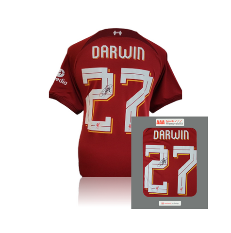 Darwin Nunez Hand Signed Liverpool 2022-23 Home Shirt in AAA Gift Box