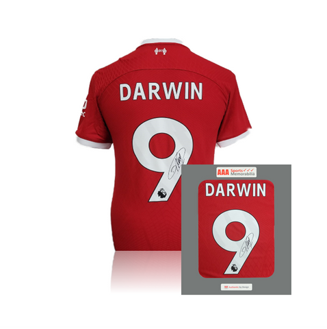 Darwin Nunez Hand Signed Liverpool 2023-24 Home Shirt in AAA Gift Box