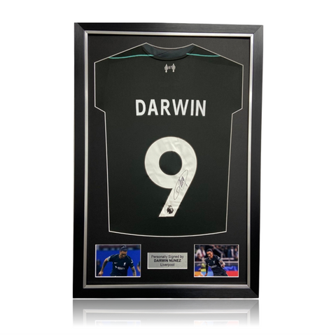 Darwin Nunez Hand Signed Liverpool 2024-25 Away Shirt in Deluxe Classic Frame