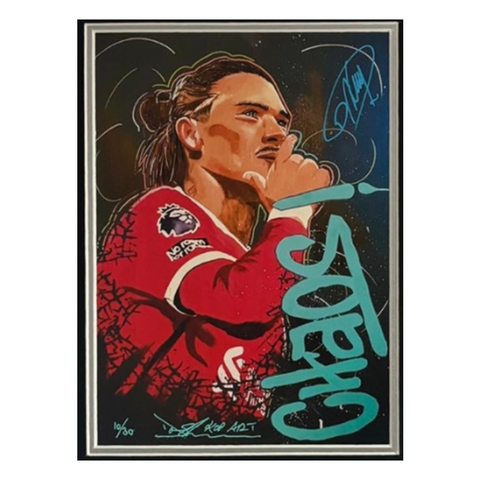 Darwin Nunez Hand Signed LIMITED EDITION 'KOP ART' Print In Deluxe Classic Frame