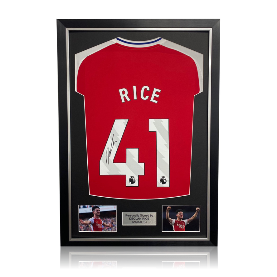 Declan Rice Hand Signed Arsenal 2024-25 Home Shirt in Deluxe Classic Frame