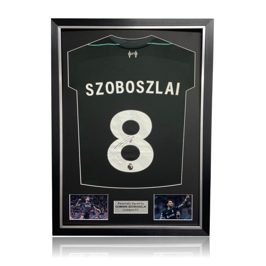 Dominik Szoboszlai Hand Signed Liverpool 2024-25 Away Shirt in Deluxe Classic Frame