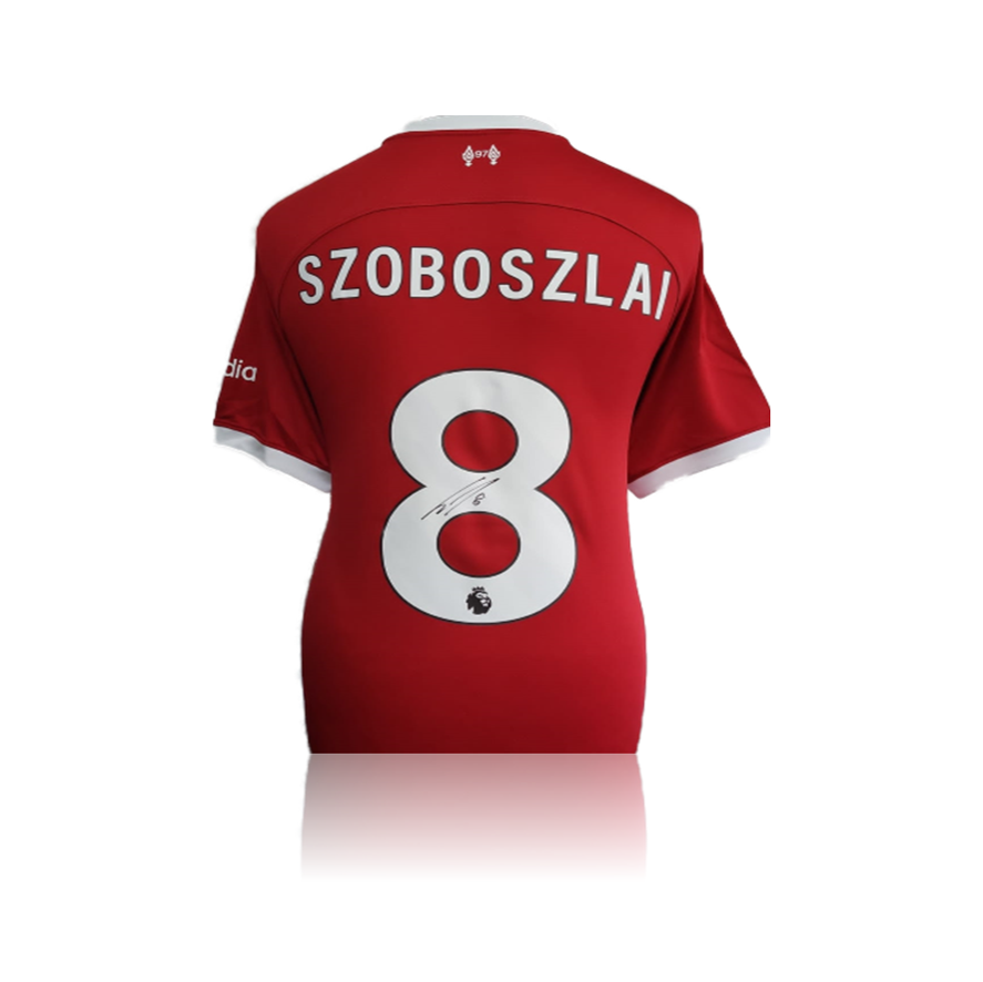 Dominik Szoboszlai Hand Signed Liverpool 2023-24 Home Shirt in Deluxe Classic Frame