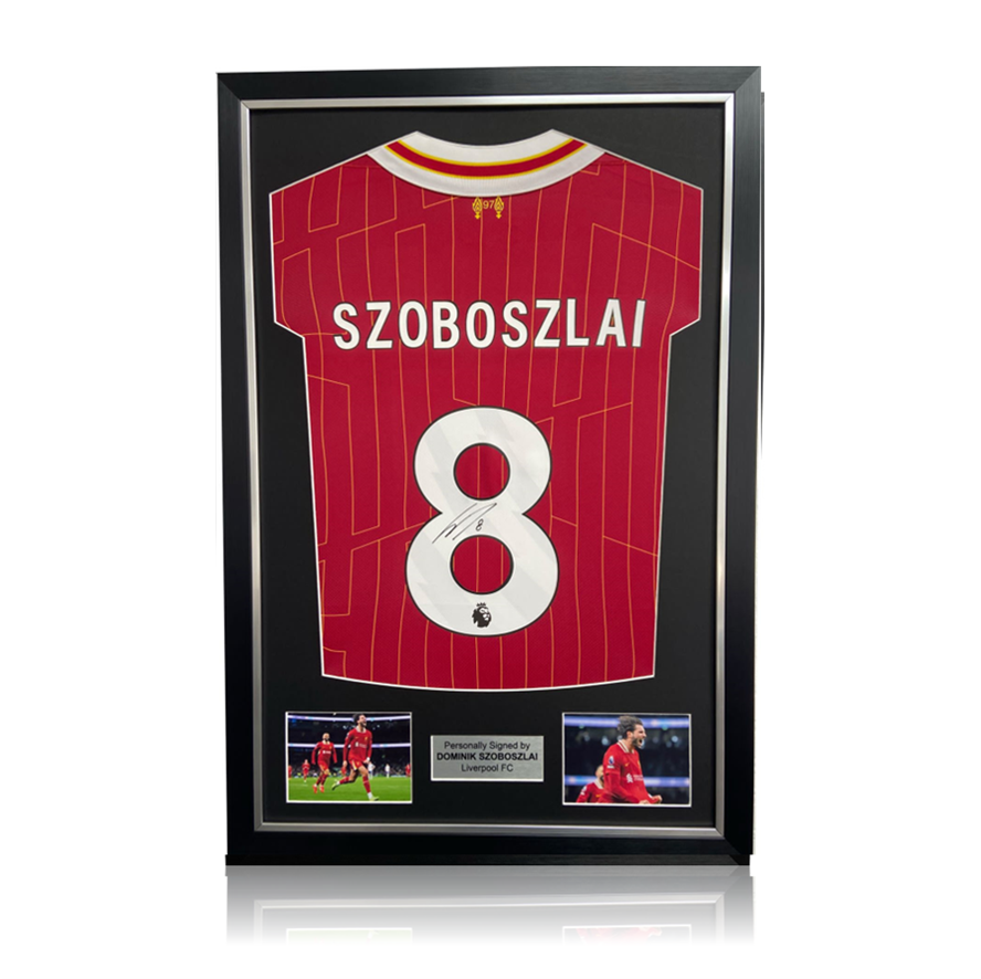 Dominik Szoboszlai Hand Signed Liverpool 2024-25 Home Shirt in Deluxe Classic Frame