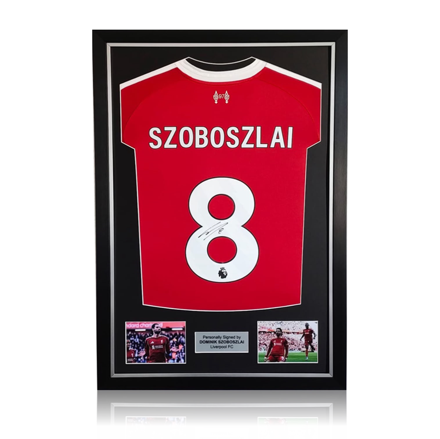 Dominik Szoboszlai Hand Signed Liverpool 2025-26 Home Shirt in Deluxe Classic Frame