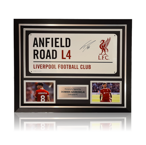 Dominik Szoboszlai Hand Signed Afield Road Sign In Classic Frame