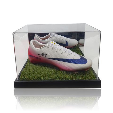 Dominik Szoboszlai Hand Signed White Nike Football Boot in Deluxe Acrylic Display Case