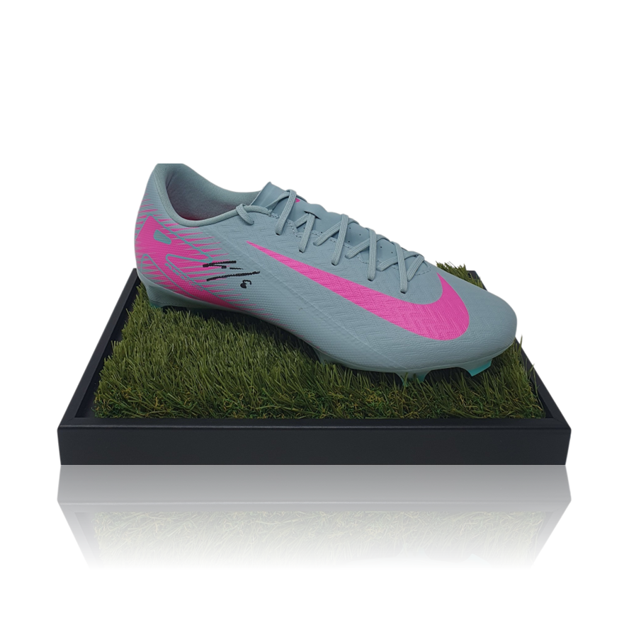 Dominik Szoboszlai Hand Signed Green Nike Football Boot in Deluxe Acrylic Display Case