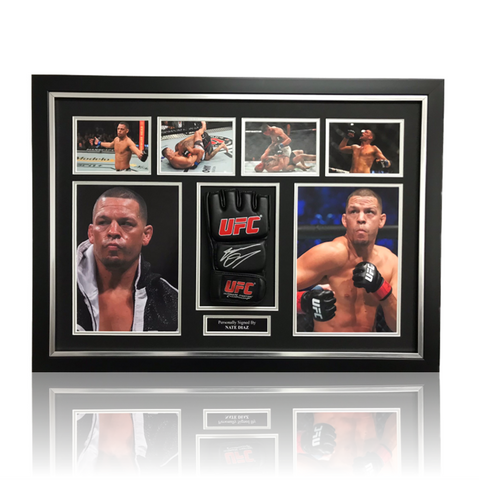 Nate Diaz Hand Signed MMA Glove with COA BAS Beckett in Deluxe Classic Frame