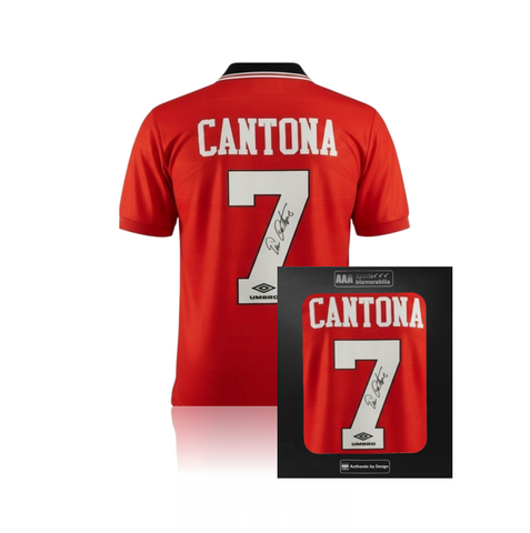 Eric Cantona Hand Signed Manchester United 1994/96 Home Shirt in AAA Gift Box
