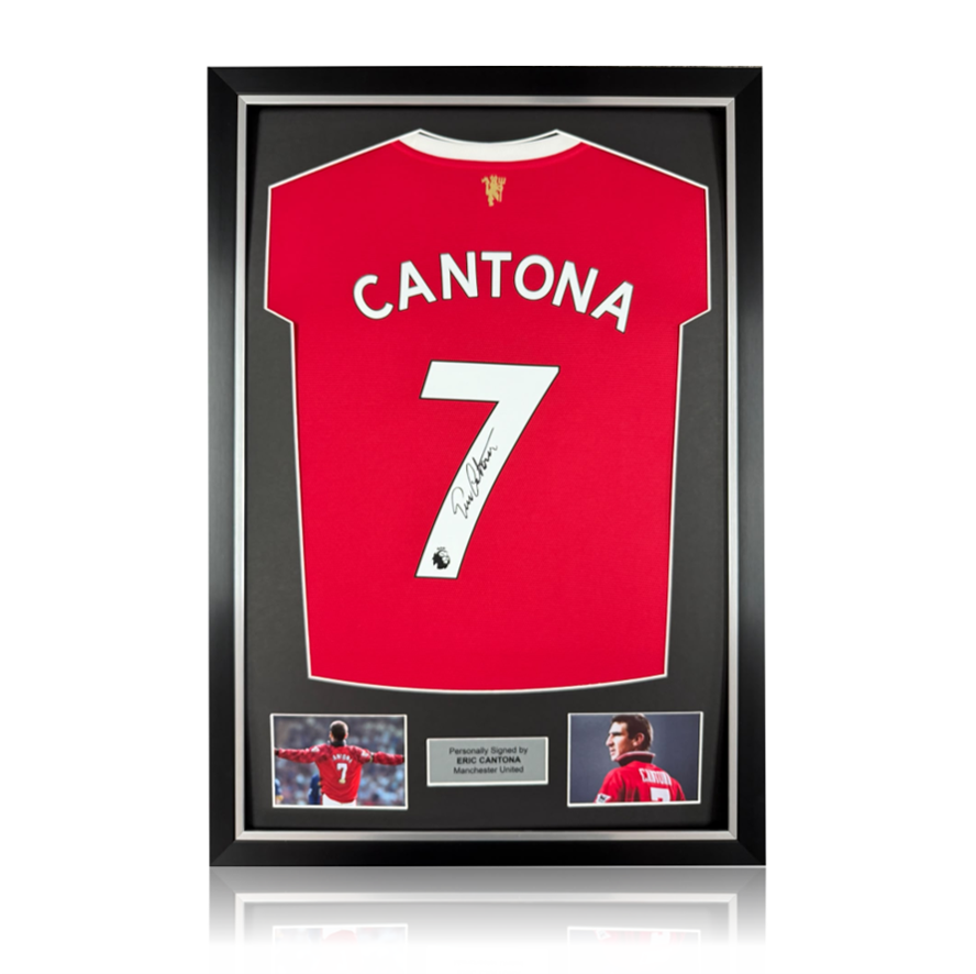 Eric Cantona Hand Signed Manchester United Home Shirt in Deluxe Classic Frame