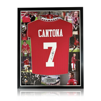 Eric Cantona Hand Signed Manchester United Home Shirt in Deluxe MONTAGE Frame
