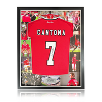 Eric Cantona Hand Signed Manchester United 2025/26 Home Shirt in Deluxe MONTAGE Frame