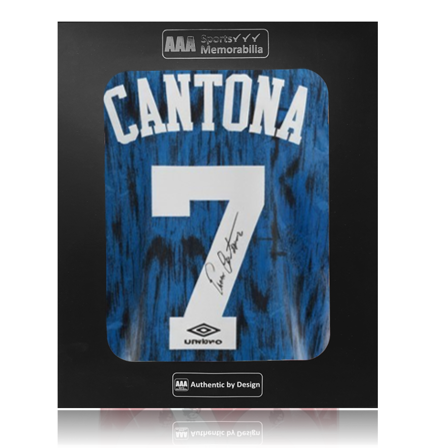 Eric Cantona Hand Signed Manchester United 1992/93 Away Shirt in AAA Gift Box