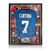 Eric Cantona Hand Signed Manchester United 1992/93 Away Shirt in Deluxe MONTAGE Frame