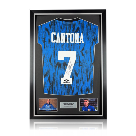 Eric Cantona Hand Signed Manchester United 1992/93 Away Shirt in Deluxe Classic Frame