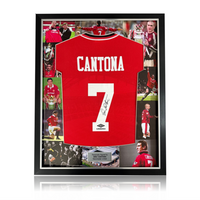 Eric Cantona Hand Signed Manchester United 1994/96 Home Shirt in Deluxe MONTAGE Frame