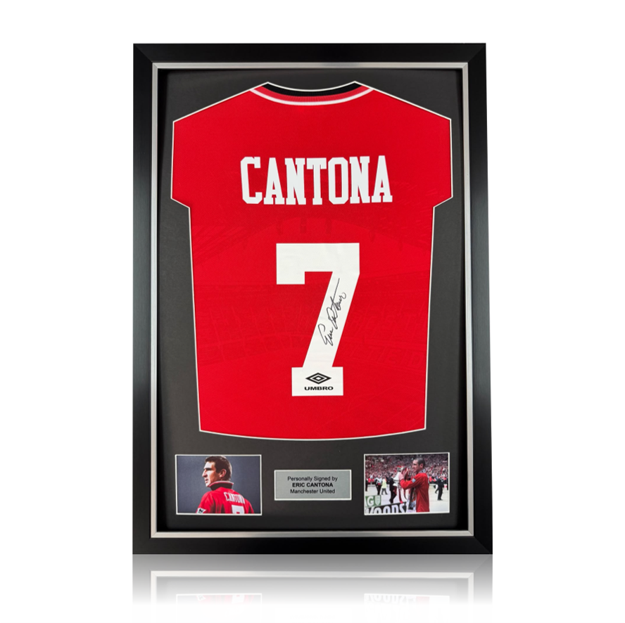 Eric Cantona Hand Signed Manchester United 1994/96 Home Shirt in Deluxe Classic Frame