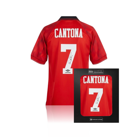 Eric Cantona Hand Signed Manchester United 1996/98 Home Shirt in AAA Gift Box