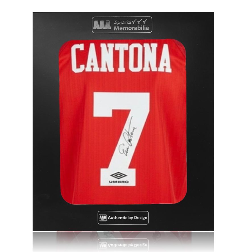 Eric Cantona Hand Signed Manchester United 1996/98 Home Shirt in AAA Gift Box