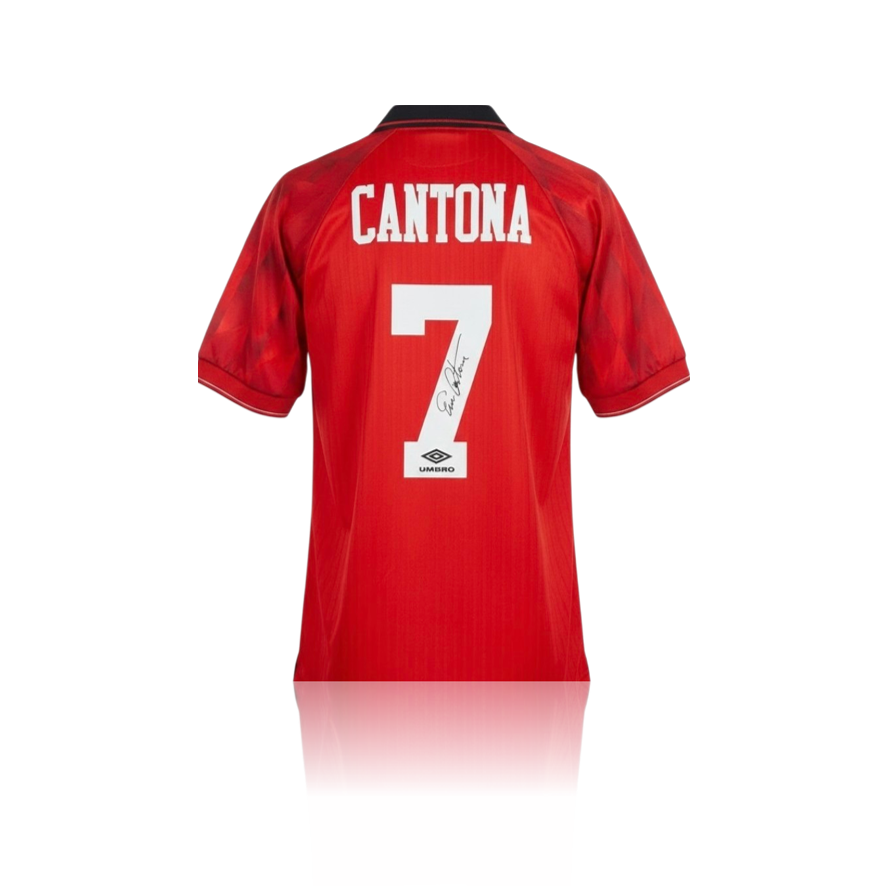 Eric Cantona Hand Signed Manchester United 1996/98 Home Shirt in AAA Gift Box