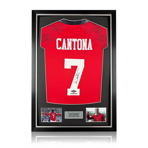 Eric Cantona Hand Signed Manchester United 1996/98 Home Shirt in Deluxe Classic Frame
