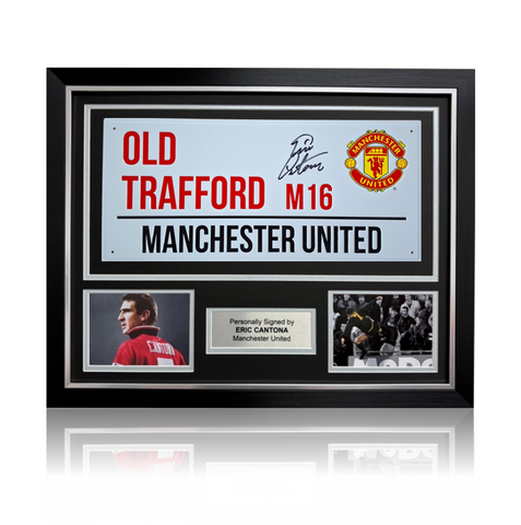 Eric Cantona Hand Signed Old Trafford Sign In Deluxe Classic Frame