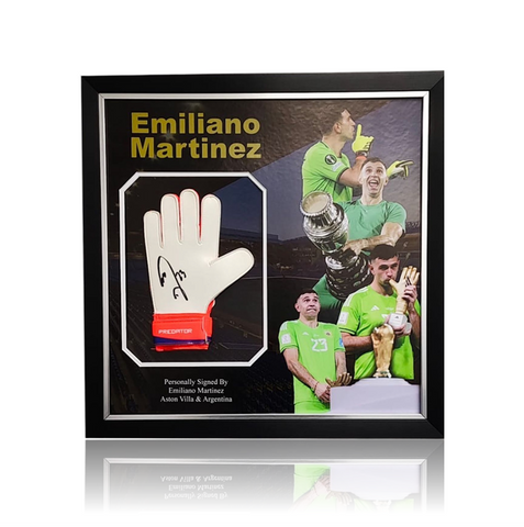 Emiliano Martínez Hand Signed Adidas Predator Goalkeepers Glove In Deluxe Montage Framing