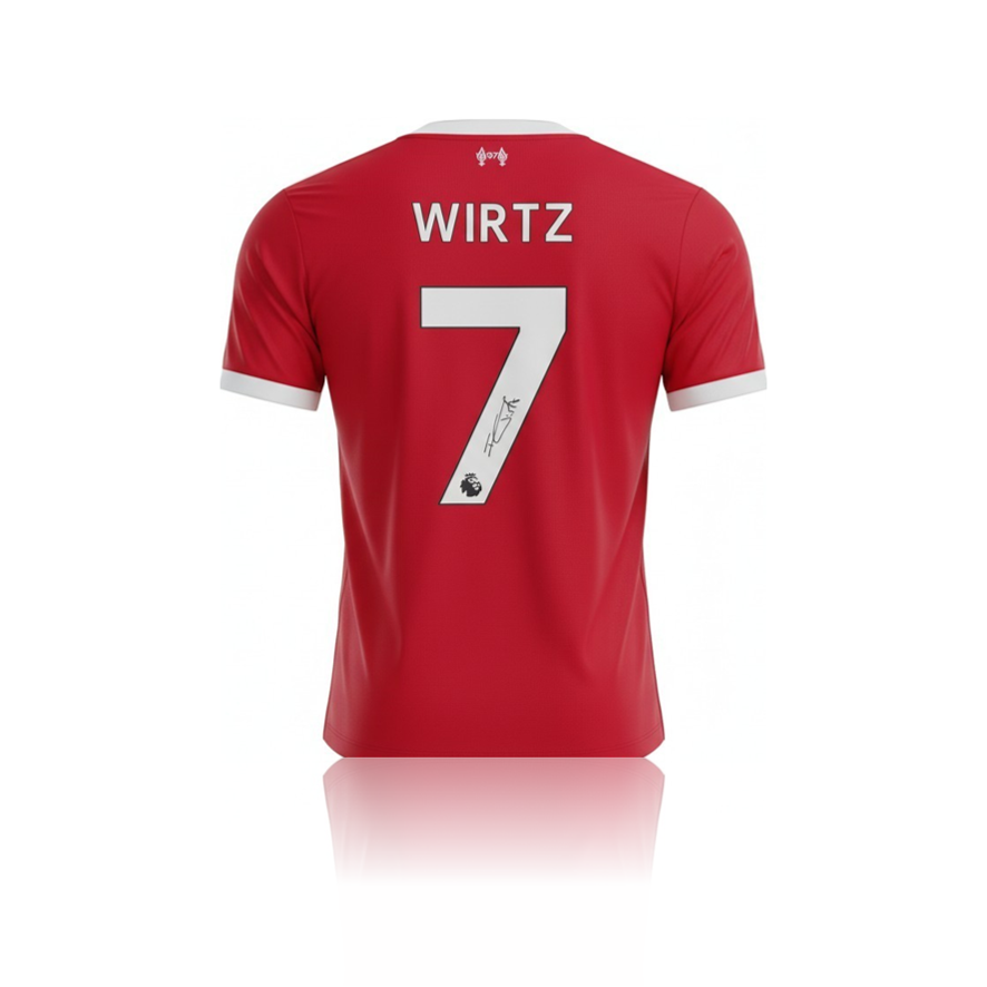 Florian Wirtz Hand Signed Liverpool 2025-26 Home Shirt in AAA Gift Box