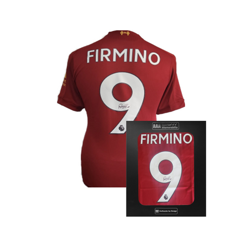 Roberto Firmino Hand Signed Liverpool 2019-20 Home Shirt in AAA Gift Box