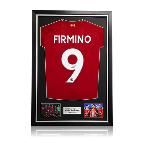 Roberto Firmino Hand Signed Liverpool 2019-20 Home Shirt in Deluxe Classic Frame