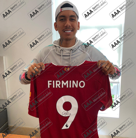 Roberto Firmino Hand Signed Liverpool 2019-20 Home Shirt in AAA Gift Box