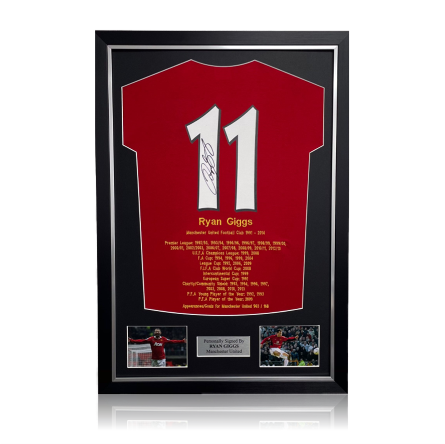 Ryan Giggs Hand Signed #11 Career Honours Shirt in Deluxe Classic Frame