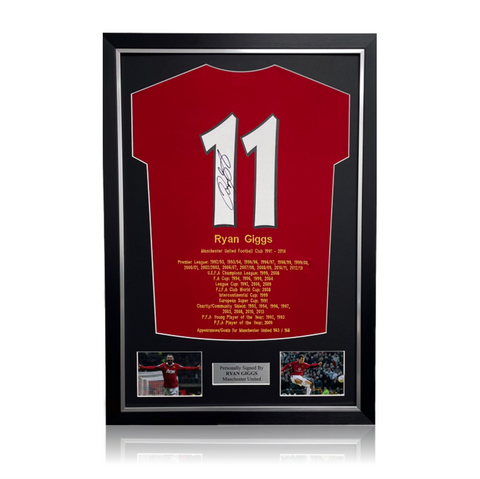 Ryan Giggs Hand Signed #11 Career Honours Shirt in Deluxe Classic Frame