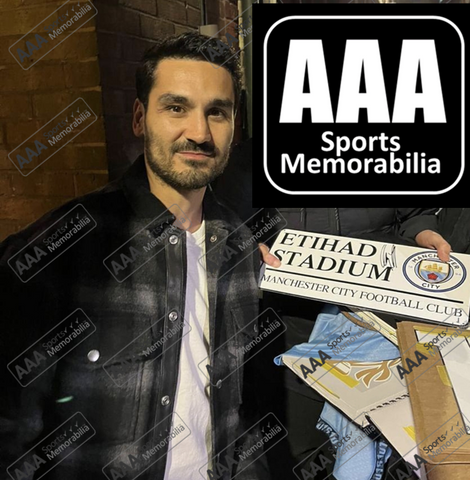 Ilkay Gundogan Hand Signed 'Etihad Stadium' Sign In Deluxe Classic Frame