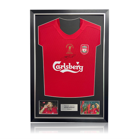 Steven Gerrard Hand Signed Liverpool 2005 ISTANBUL Shirt in Deluxe Classic Frame