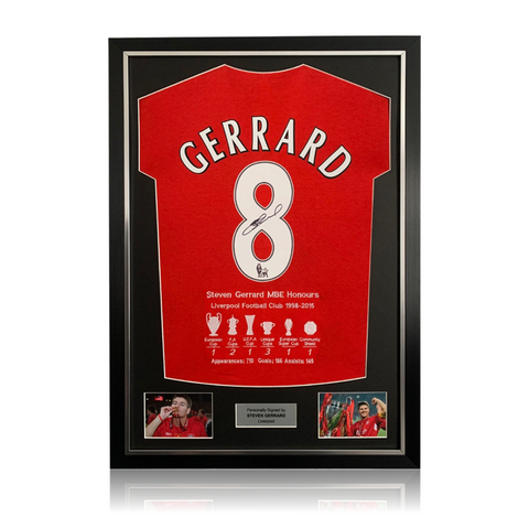 Steven Gerrard Hand Signed #8 Career Honours Presentation in Deluxe Classic Frame