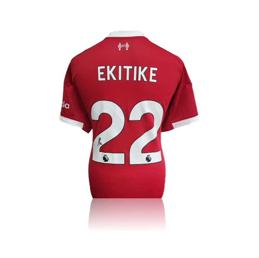 Hugo Ekitike Hand Signed Liverpool 2025-26 Home Shirt in Deluxe Classic Frame
