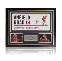 Hugo Ekitike Hand Signed Anfield Road Sign In Classic Frame