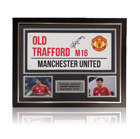 Harry Maguire Hand Signed 'OLD TRAFFORD' Sign In Deluxe Classic Frame