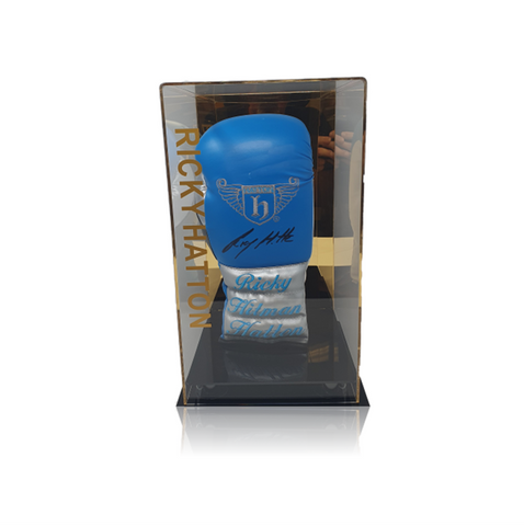 Ricky 'Hitman' Hatton Hand Signed ‘TRADEMARK’ Boxing Glove in Deluxe Acrylic Display Case
