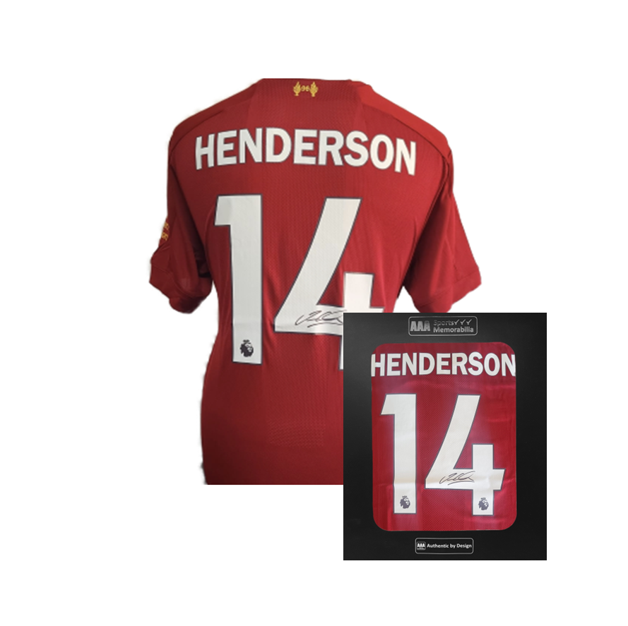 Jordan Henderson Hand Signed Liverpool 2019-20 Home Shirt in AAA