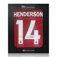 Jordan Henderson Hand Signed Liverpool 2019-20 Home Shirt in AAA Gift Box